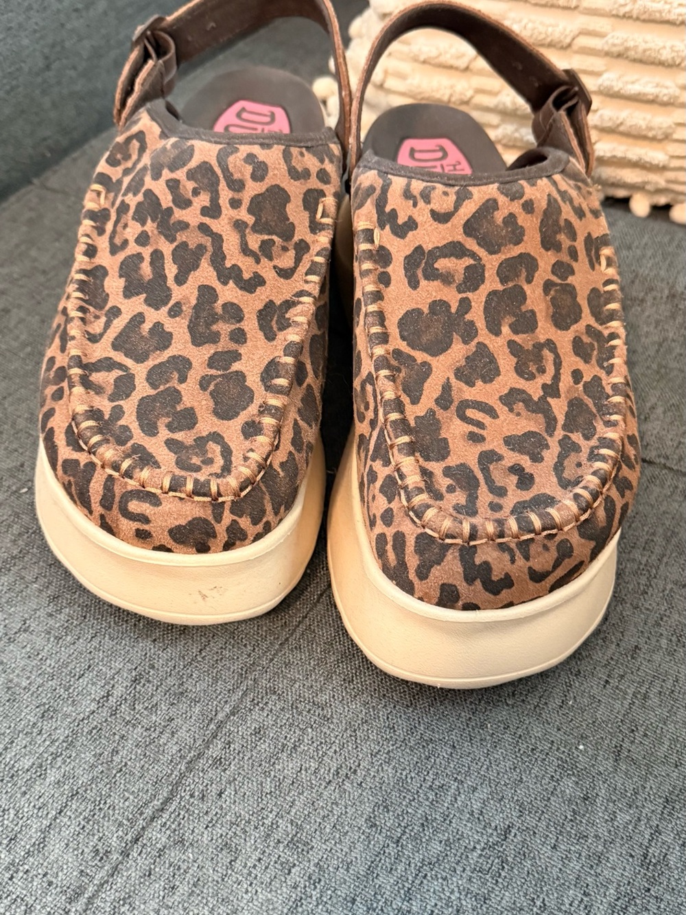 Hey dude delray Leopard Print suede clog. Slip-On Women’s Casual Shoes - Brown